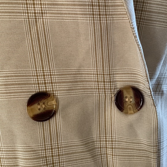 PrettyLittleThing Stone Checked Woven Blazer Size 10 - Picture 3 of 7